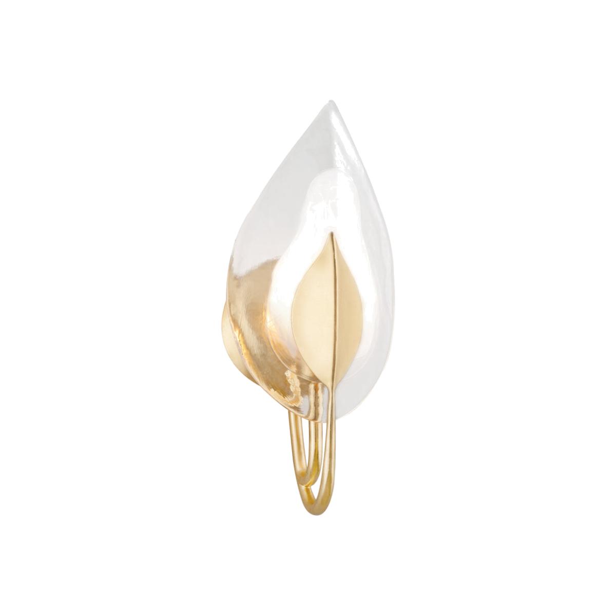 Hudson Valley Lighting Blossom 1 Light Wall Sconce in Soft Off White & Gold Leaf