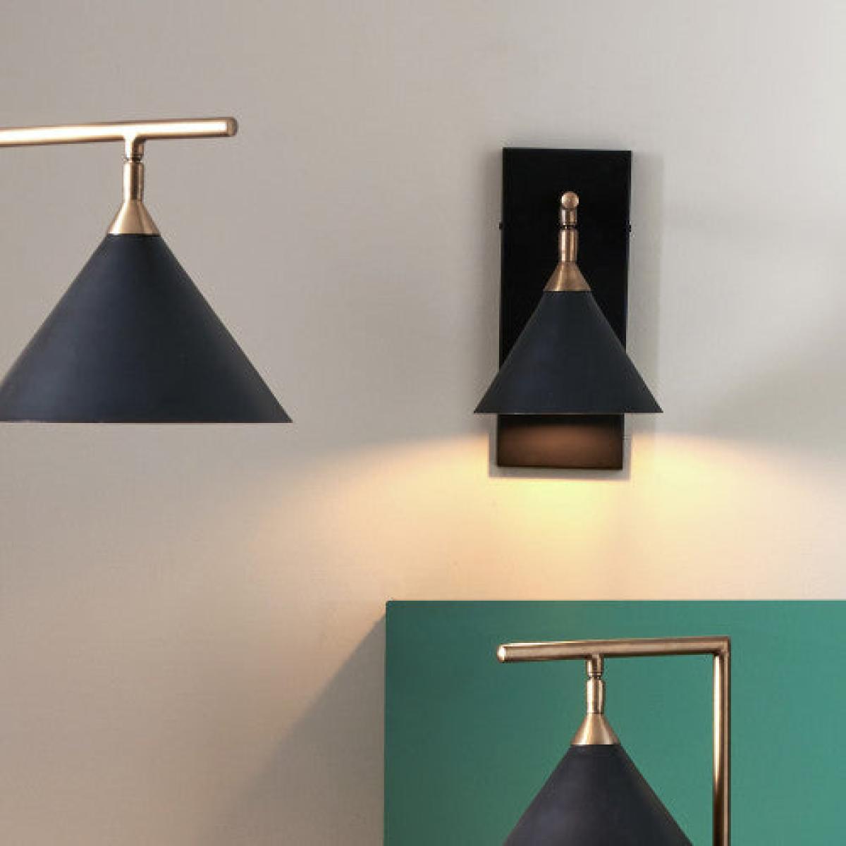 Olivia's Netty Wall Lamp in Matt Black and Antiuqe Brass – image 2