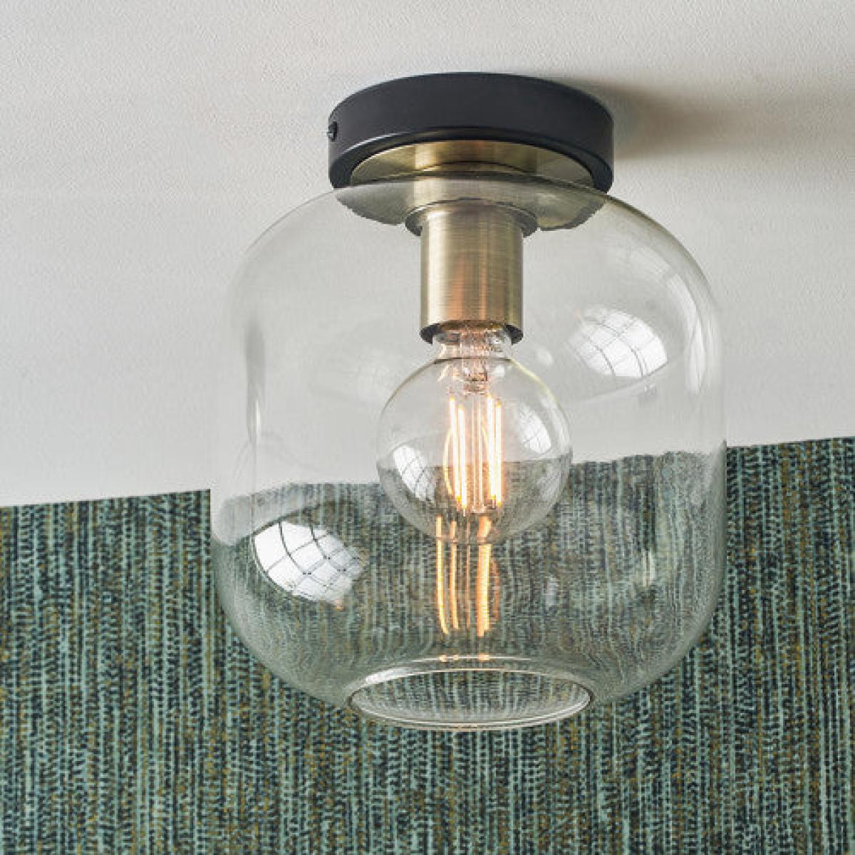 Olivia's Arna Black Metal & Glass Flush Pendant – image 3