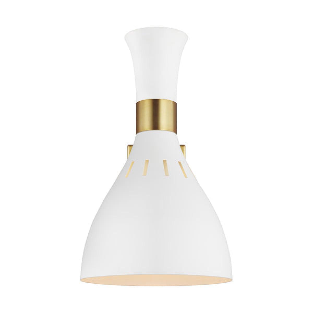 Elstead Joan 1 Wall Light Light Matte White and Burnished Brass – image 2