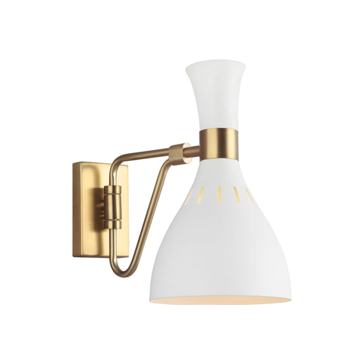 Elstead Joan 1 Wall Light Light Matte White and Burnished Brass – image 1