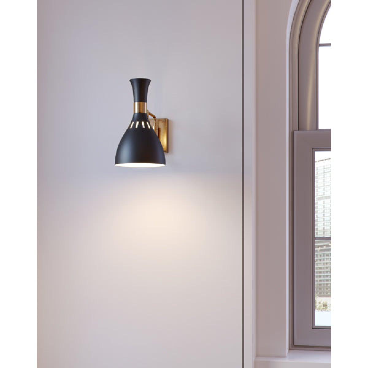 Elstead Joan 1 Light Wall Light Midnight Black and Burnished Brass – image 4