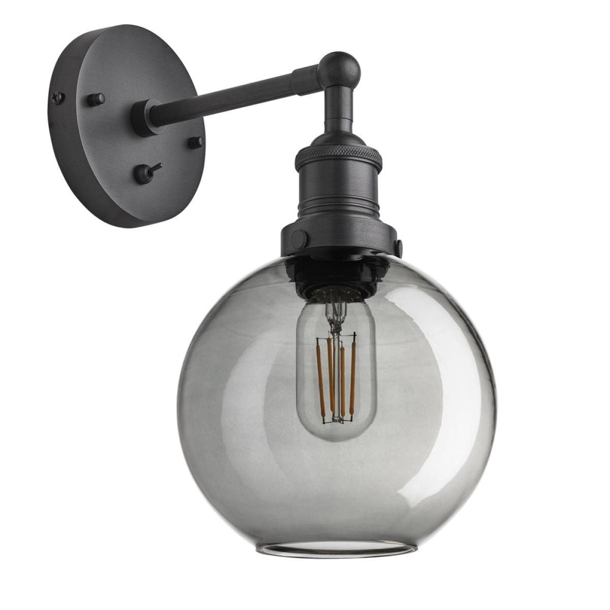 Industville Brooklyn 7 Inch Globe Wall Light / Smoke Grey Tinted Glass and Copper Holder – image 11