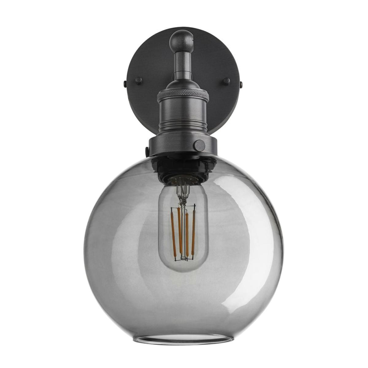 Industville Brooklyn 7 Inch Globe Wall Light / Smoke Grey Tinted Glass and Copper Holder – image 13