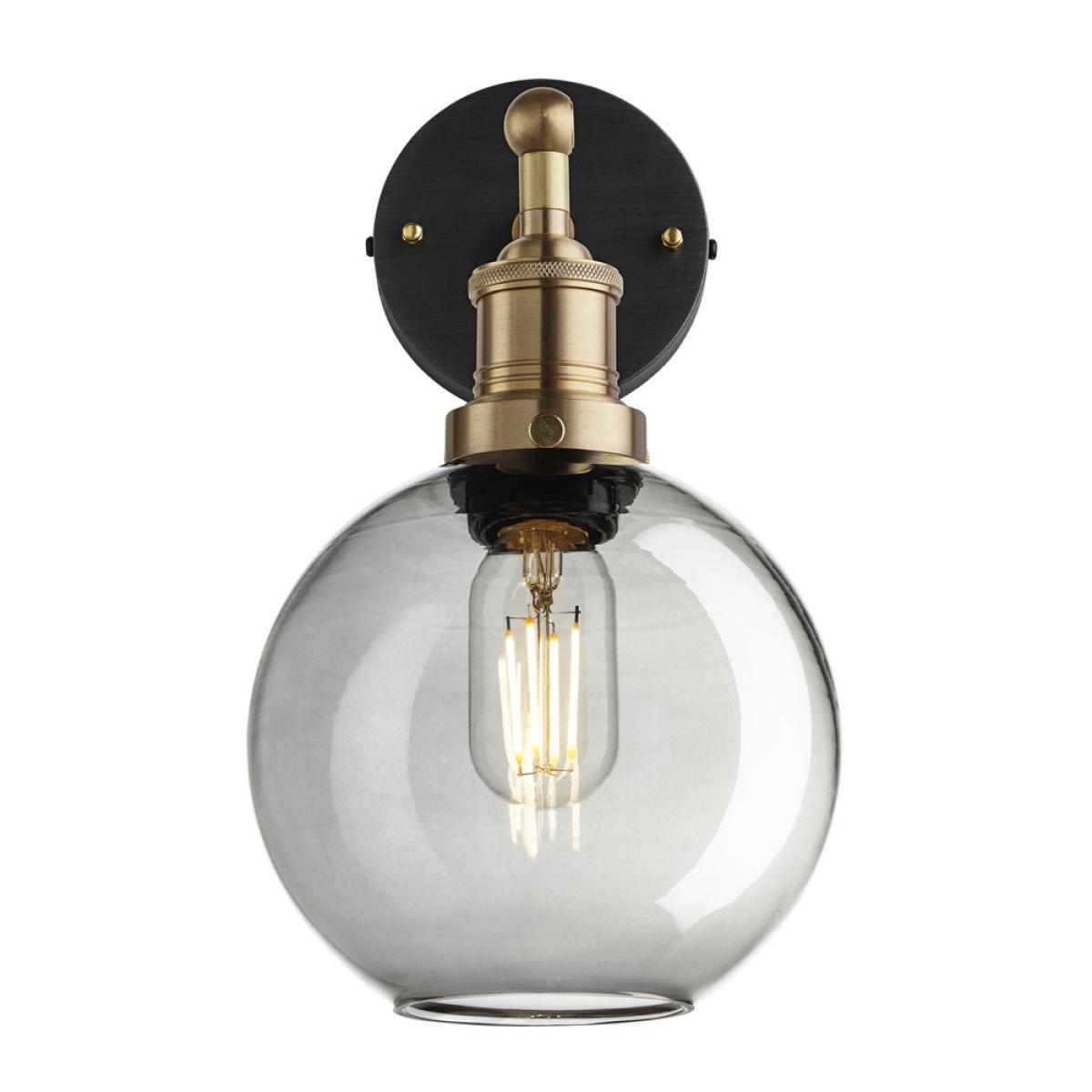 Industville Brooklyn 7 Inch Globe Wall Light / Smoke Grey Tinted Glass and Copper Holder – image 3