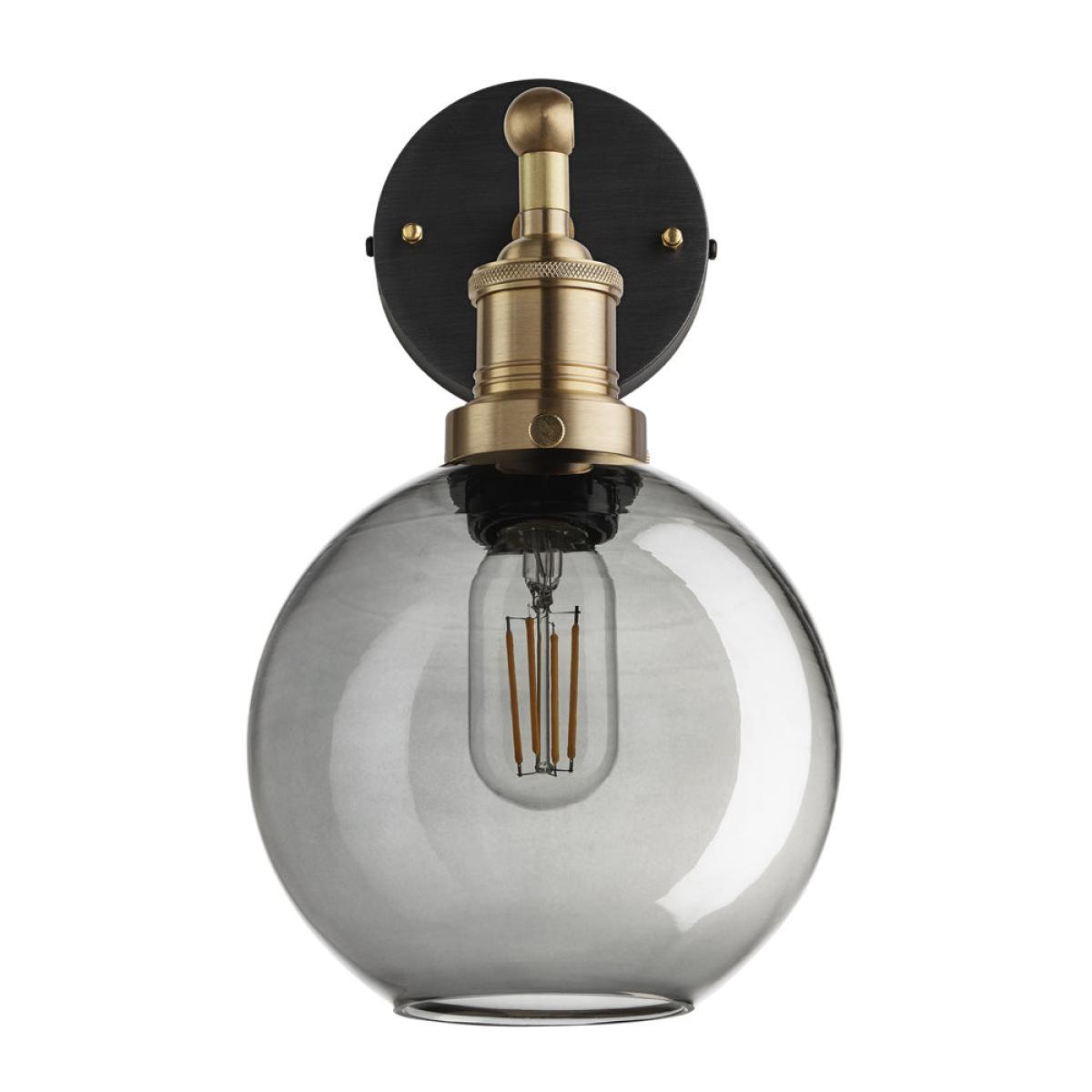 Industville Brooklyn 7 Inch Globe Wall Light / Smoke Grey Tinted Glass and Copper Holder – image 4