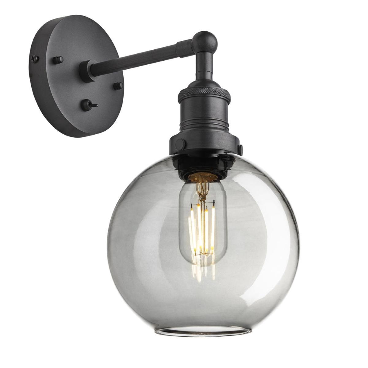Industville Brooklyn 7 Inch Globe Wall Light / Smoke Grey Tinted Glass and Copper Holder – image 10