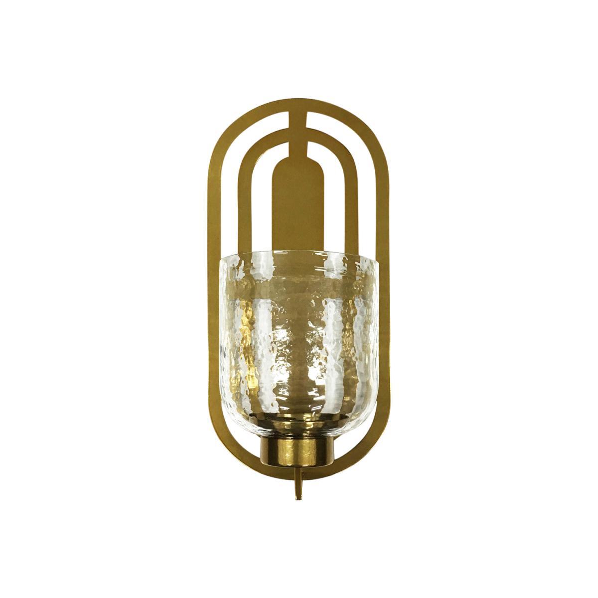 Libra Lalique Oval Gold Metal Wall Light – image 1