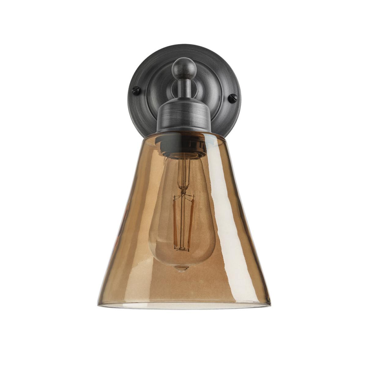 Industville Orlando Tinted Glass Flask Amber Wall Light / 6 Inch Brass Holder – image 8