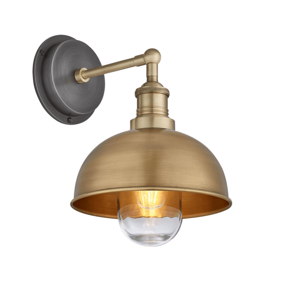 Industville Brooklyn Outdoor & Bathroom Dome Wall Light - 8 Inch - Brass / Brass – image 2