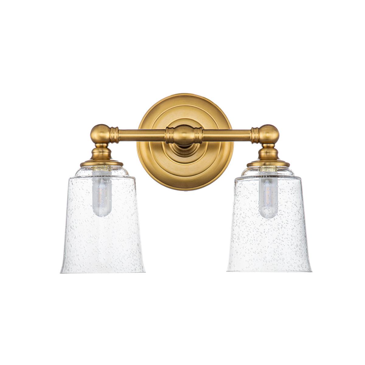 Feiss Huguenot Lake 2 Light Above Mirror Light in Brass – image 5