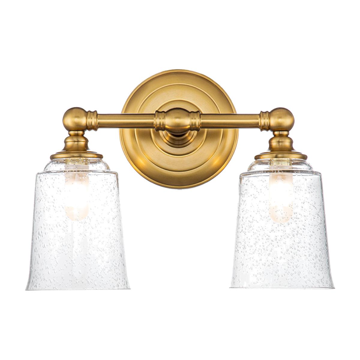 Feiss Huguenot Lake 2 Light Above Mirror Light in Brass – image 1