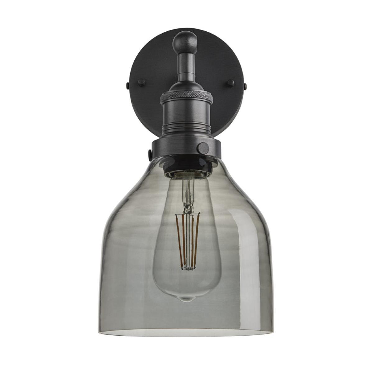Industville Brooklyn 6 Inch Cone Wall Light / Smoke Grey Tinted Glass and Brass Holder – image 11