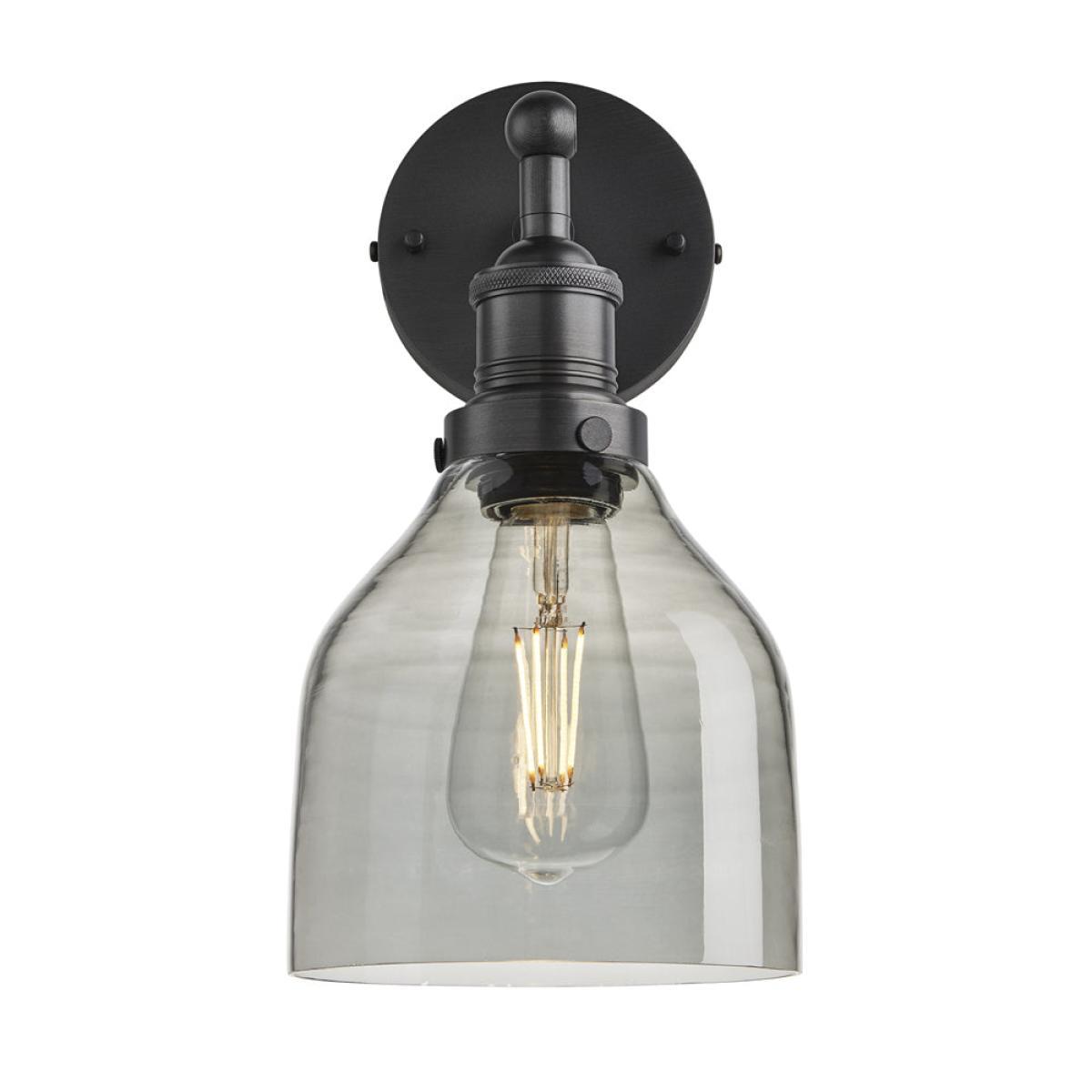 Industville Brooklyn 6 Inch Cone Wall Light / Smoke Grey Tinted Glass and Brass Holder – image 10