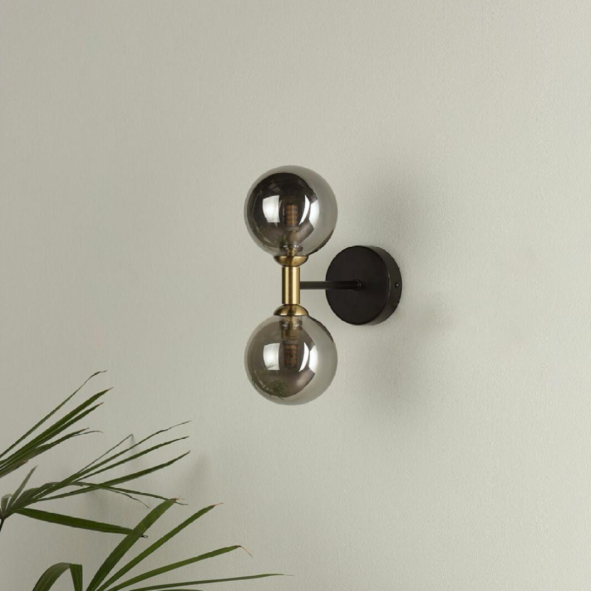 Loxley 2 Light Black & Gold Wall Light – image 2