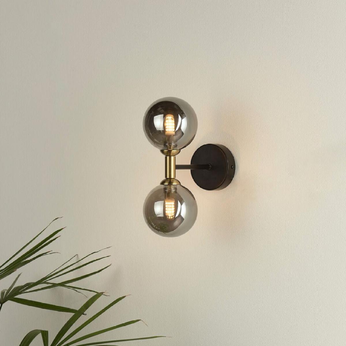 Loxley 2 Light Black & Gold Wall Light – image 1