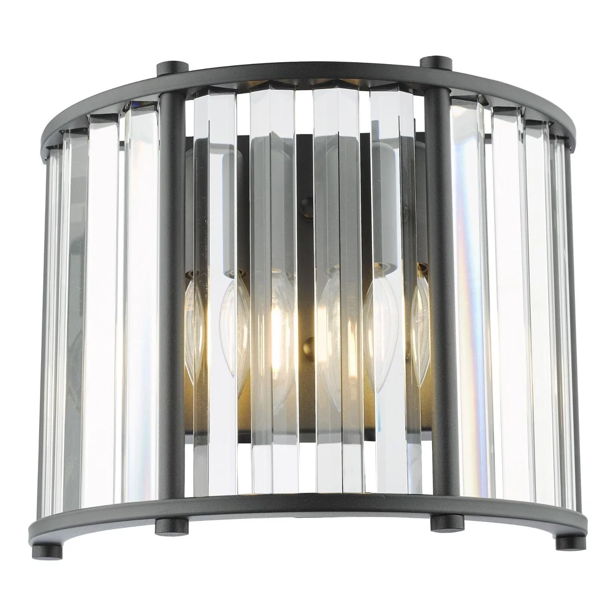 Kiran 2 Light Black & Crystal Wall Light – image 3