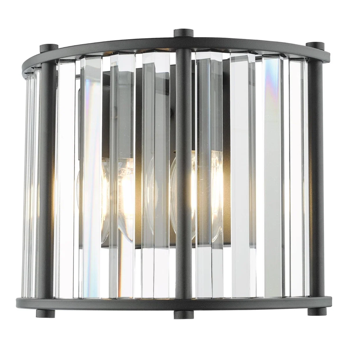 Kiran 2 Light Black & Crystal Wall Light – image 4