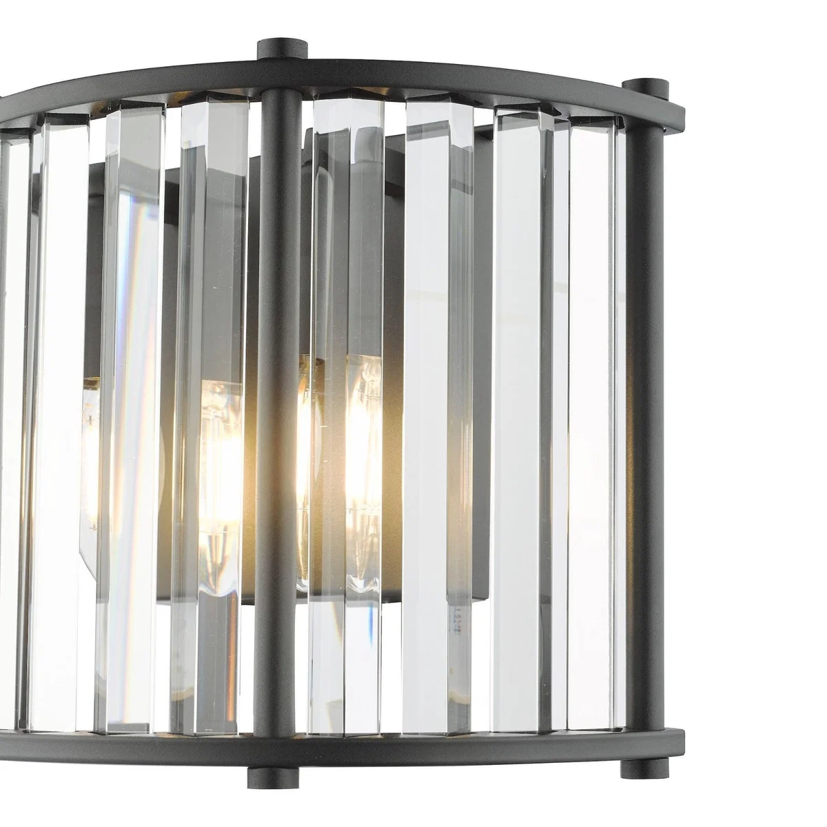 Kiran 2 Light Black & Crystal Wall Light – image 6