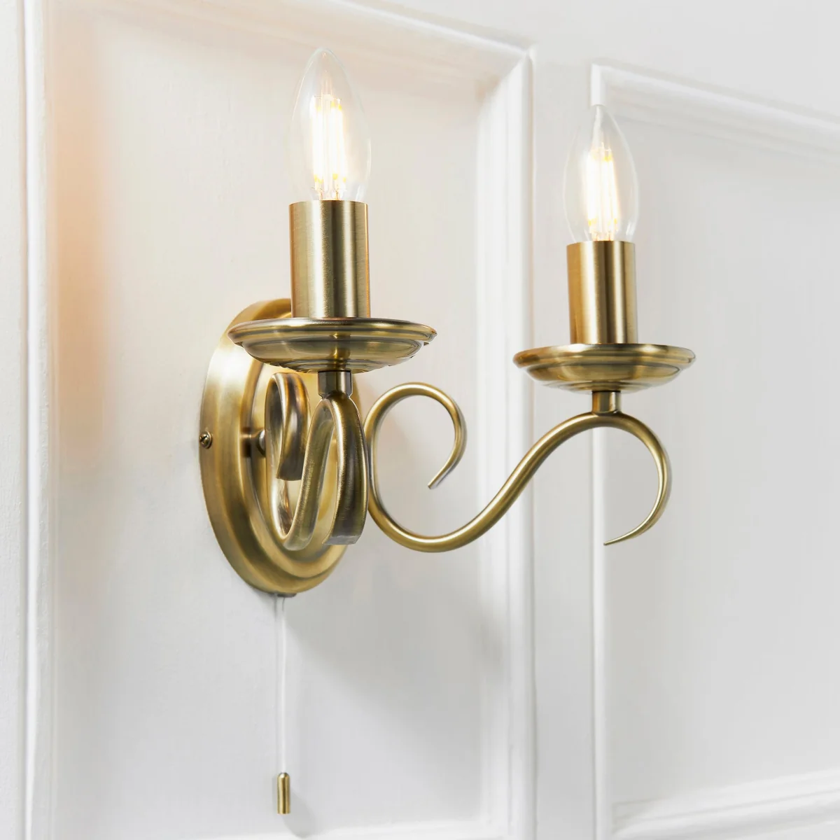 Bernice 2 Light Wall Light Antique Brass – image 2