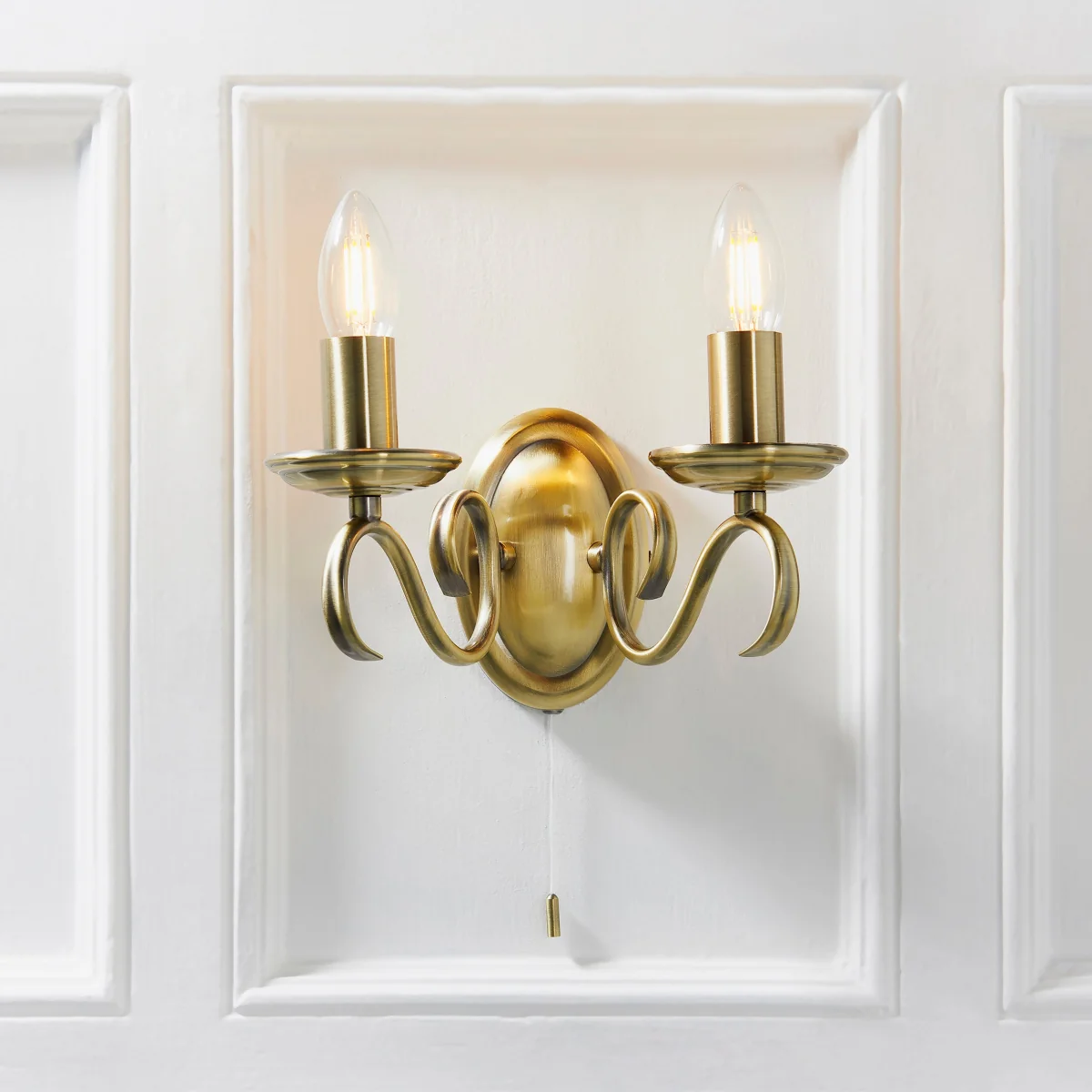 Bernice 2 Light Wall Light Antique Brass – image 1