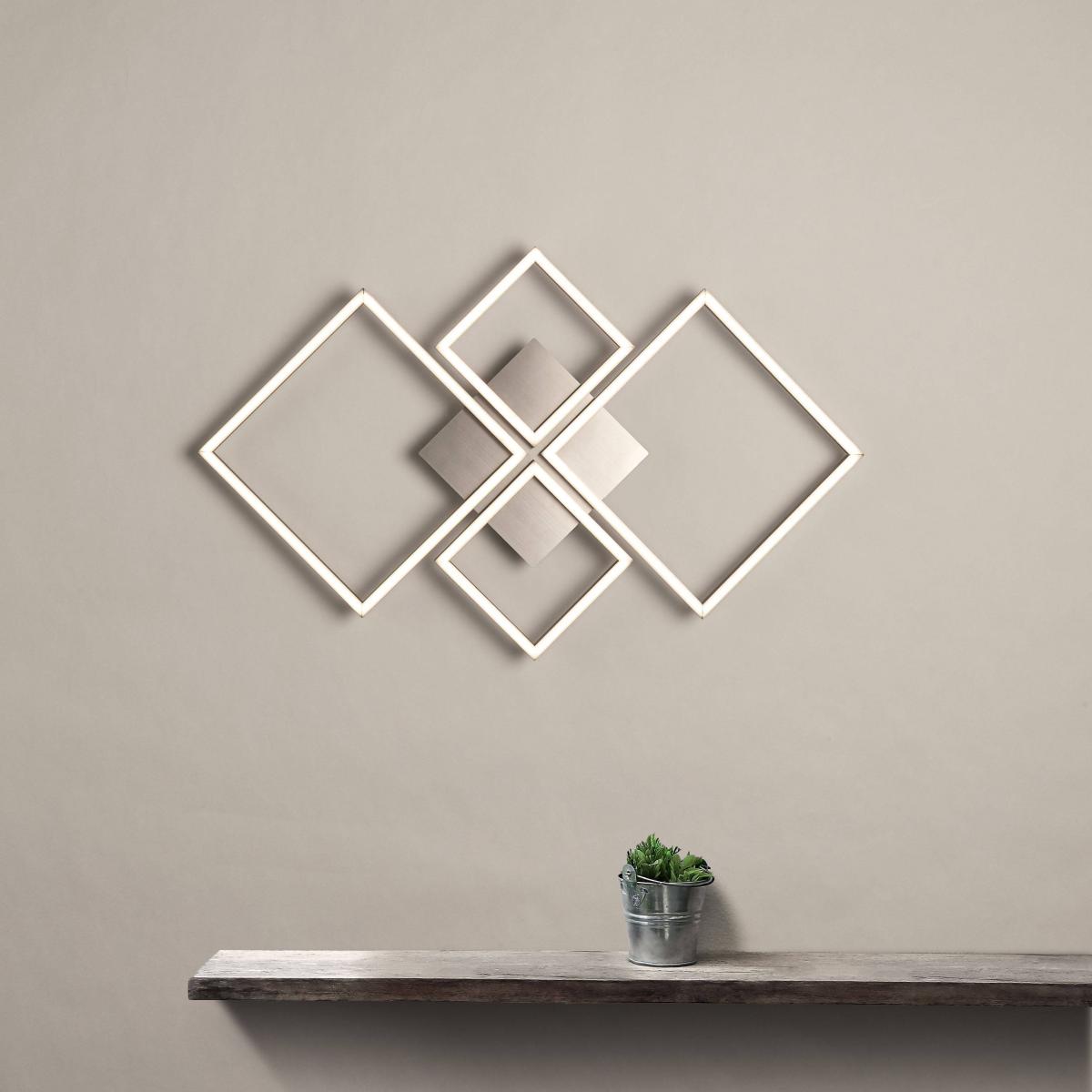 Wall Art 4 Light Square LED Wall Flush Fitting Satin Silver – image 3
