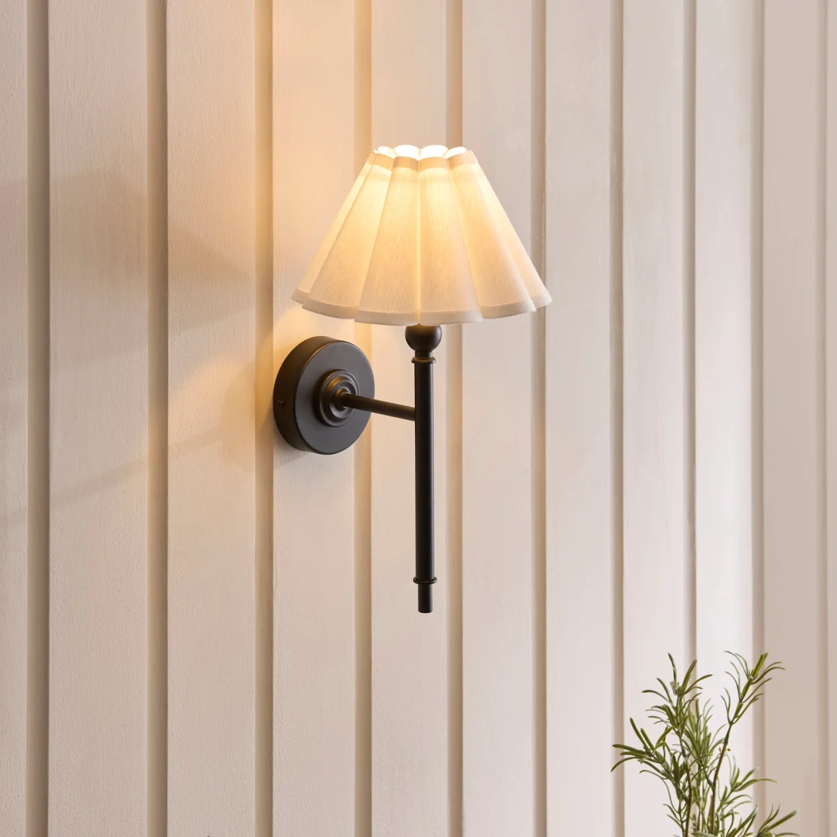 Sylvie Matt Black & White Cotton Wall Light – image 3