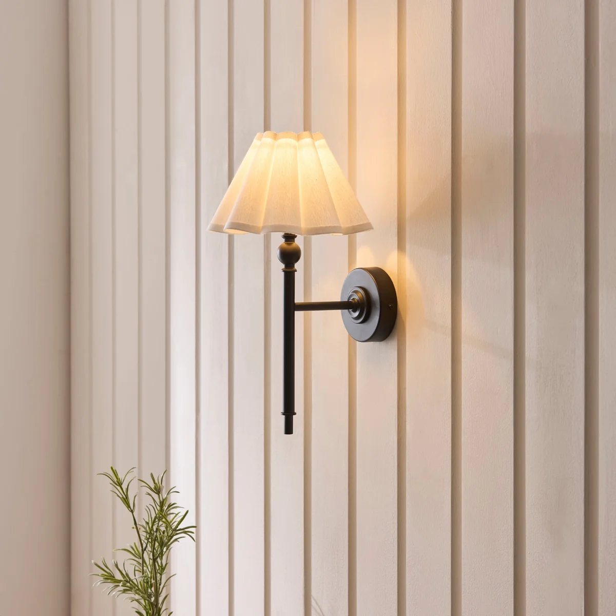 Sylvie Matt Black & White Cotton Wall Light – image 4