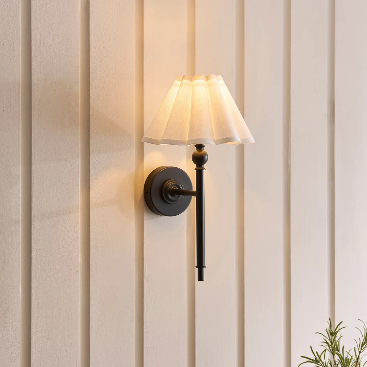 Sylvie Matt Black & White Cotton Wall Light – image 1