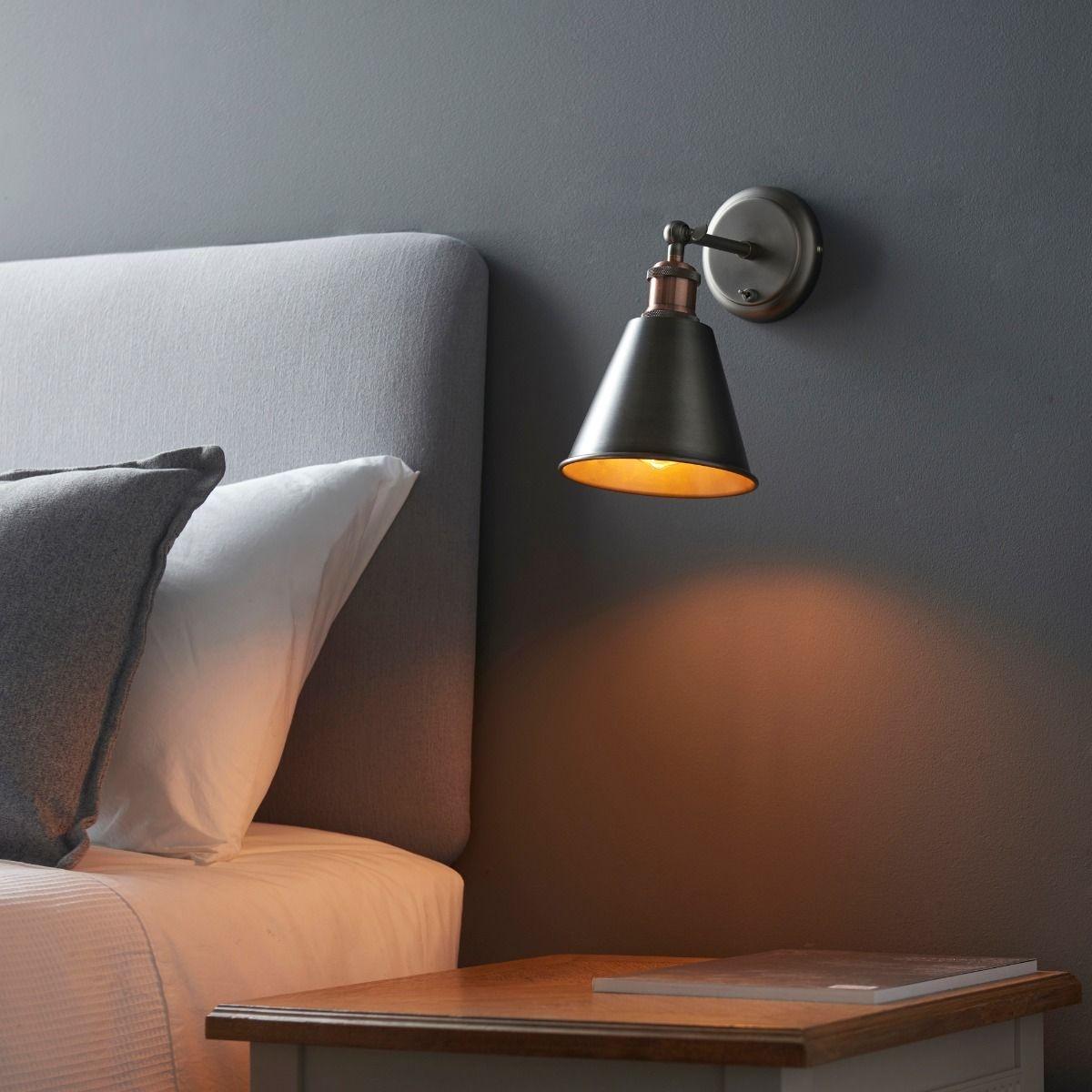 Hal 1 Light Pewter & Copper Wall Light – image 3