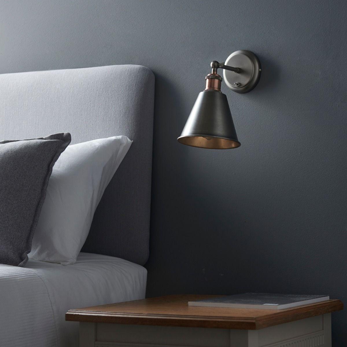 Hal 1 Light Pewter & Copper Wall Light – image 4