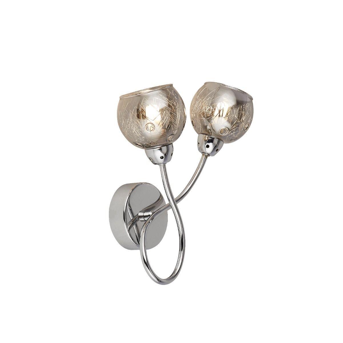 Kitty 2 Light Polished Chrome & Smoked Wall Light – image 2