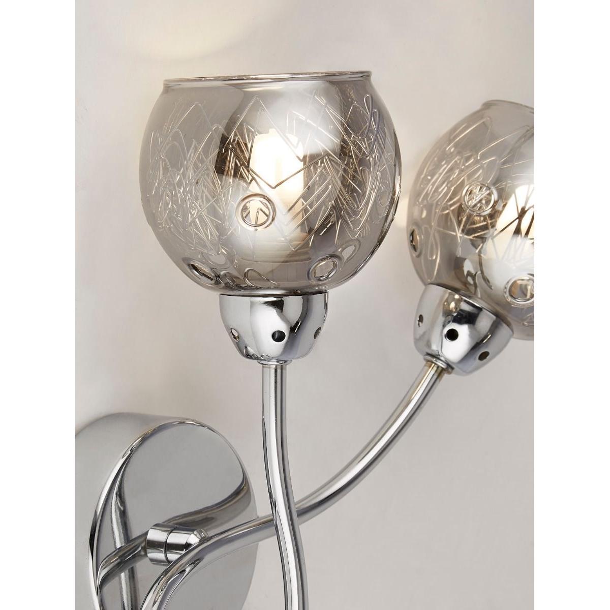 Kitty 2 Light Polished Chrome & Smoked Wall Light – image 3