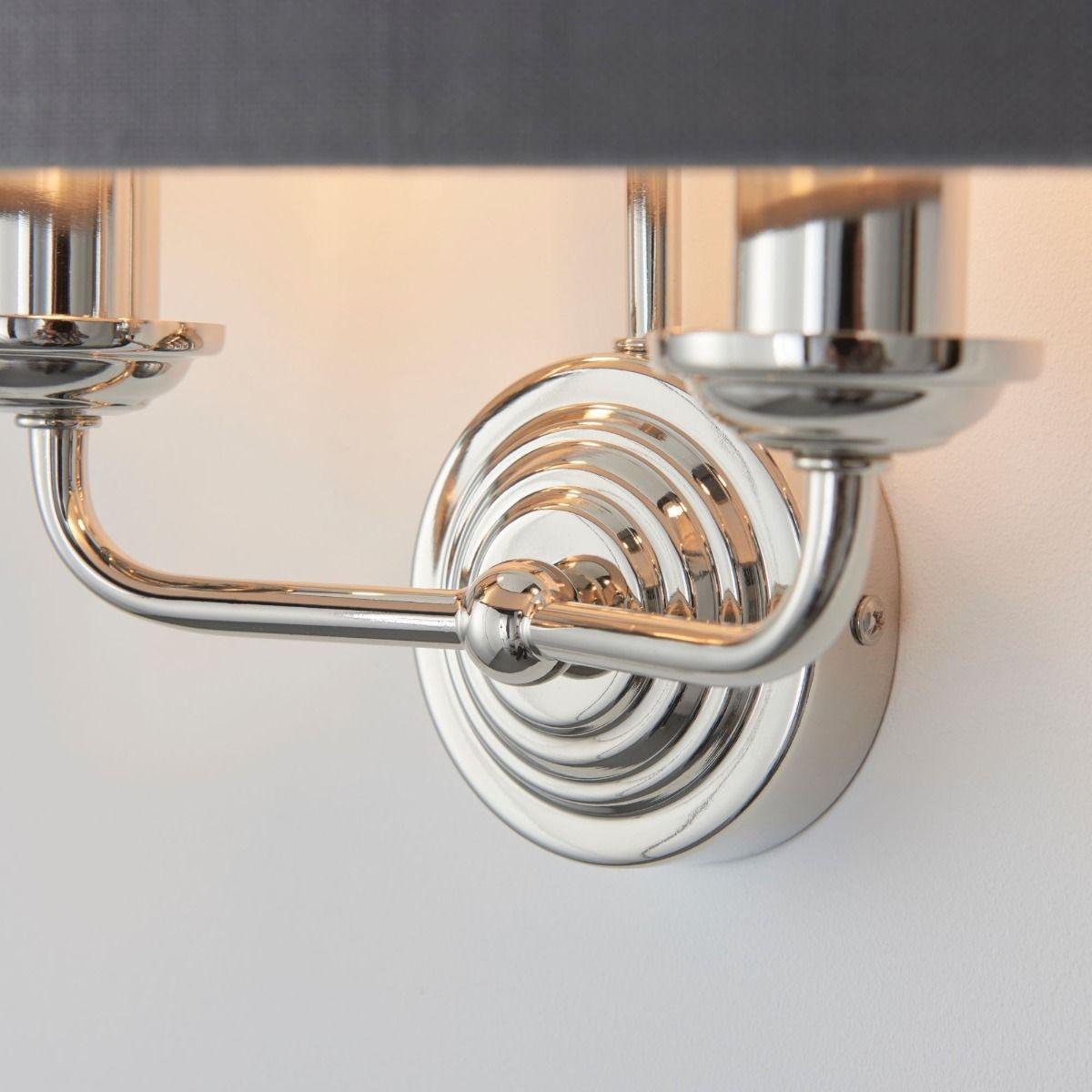 Highclere 2 Light Nickel & Charcoal Wall Light – image 3