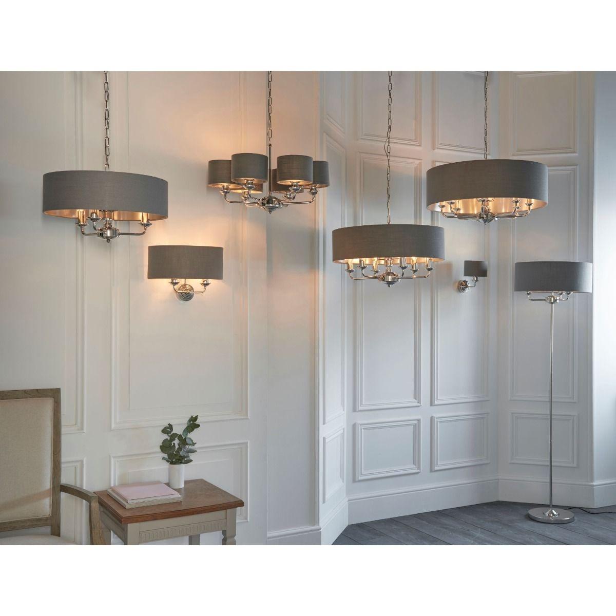 Highclere 2 Light Nickel & Charcoal Wall Light – image 4