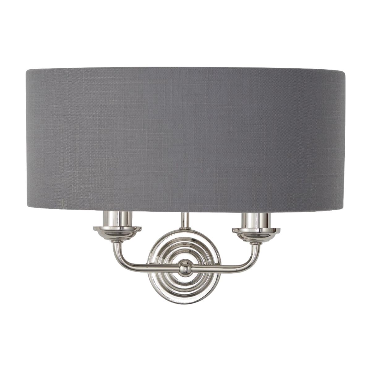 Highclere 2 Light Nickel & Charcoal Wall Light – image 1