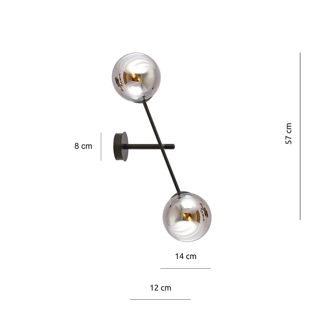 Linear 2 Light Wall Light Black & Graphite – image 7