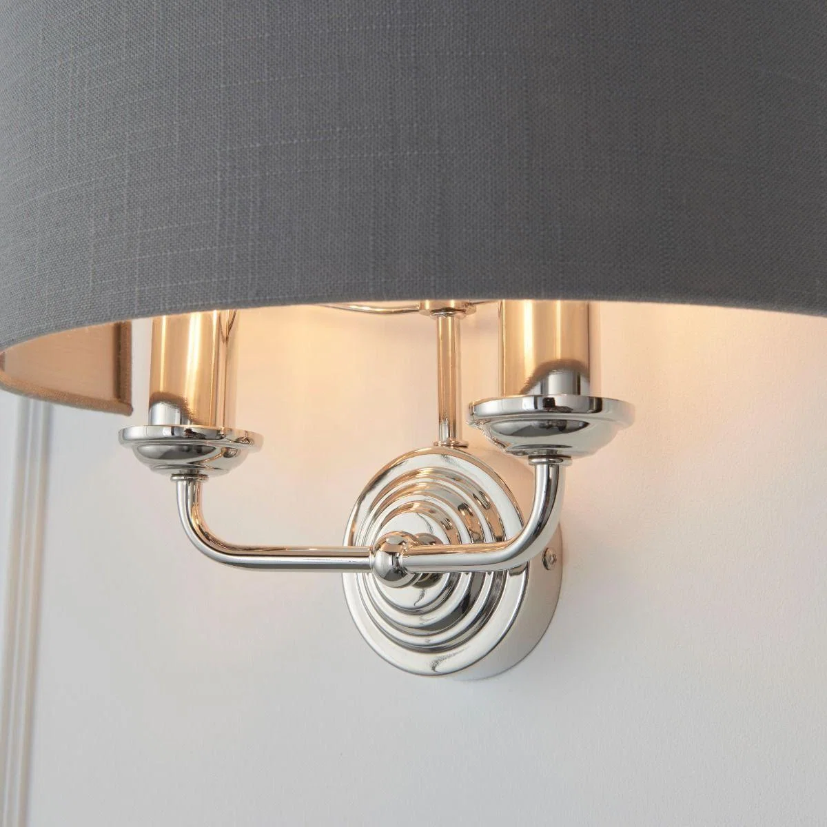 Highclere 2 Light Nickel & Charcoal Wall Light – image 5