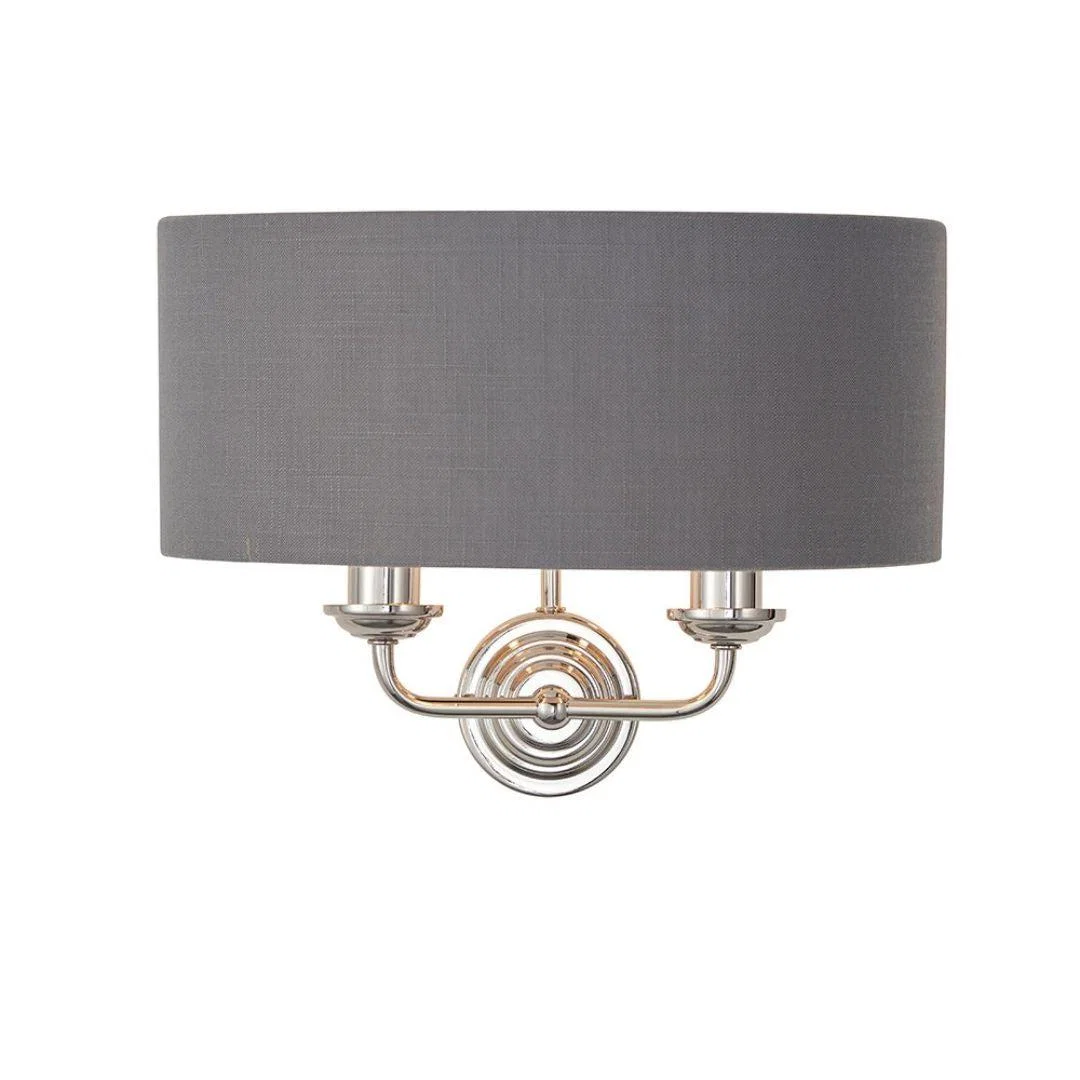 Highclere 2 Light Nickel & Charcoal Wall Light – image 8