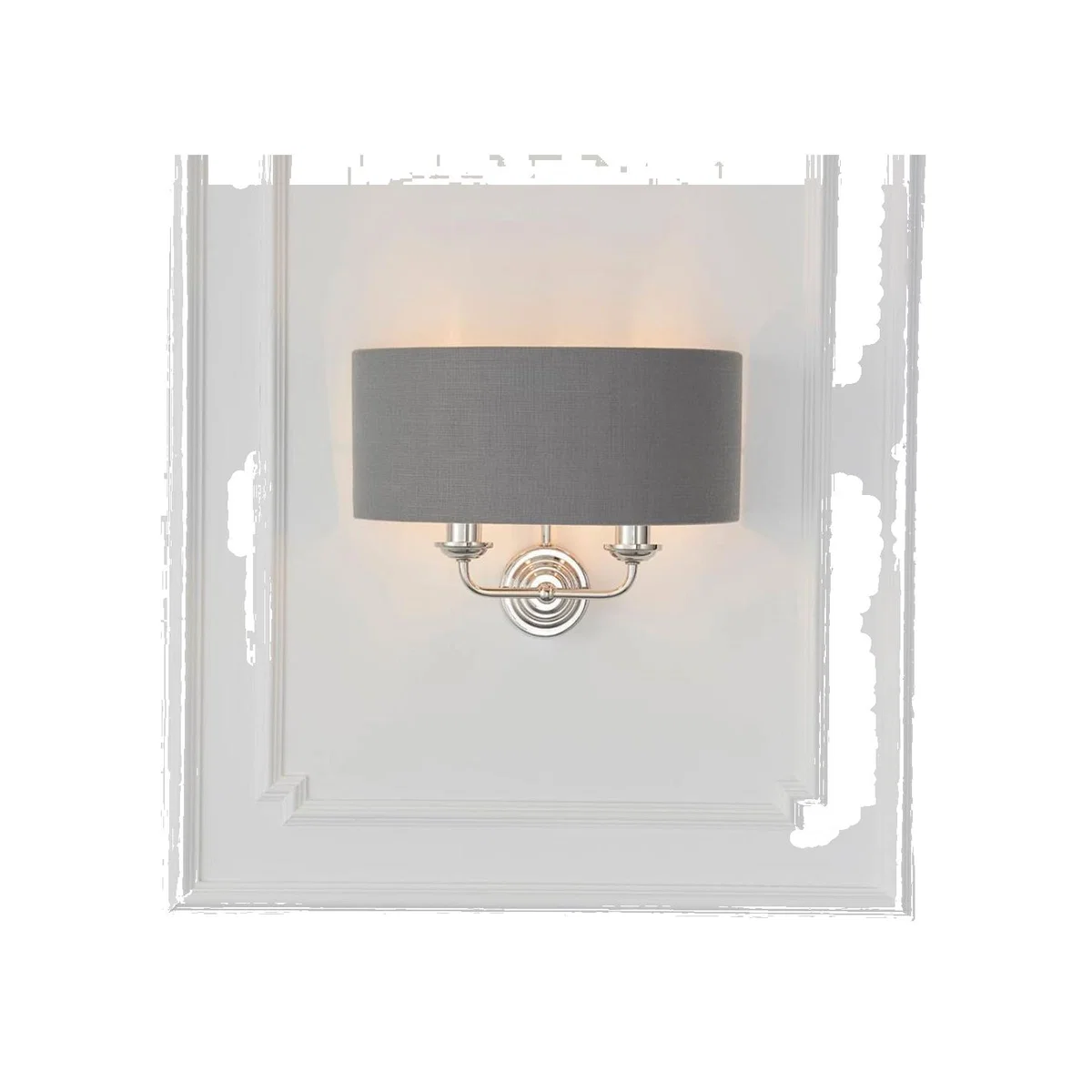 Highclere 2 Light Nickel & Charcoal Wall Light – image 1