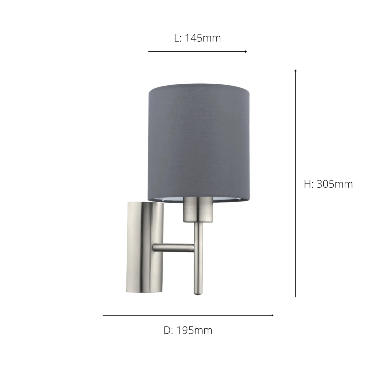 Pasteri Grey Wall Light with Switch – image 3