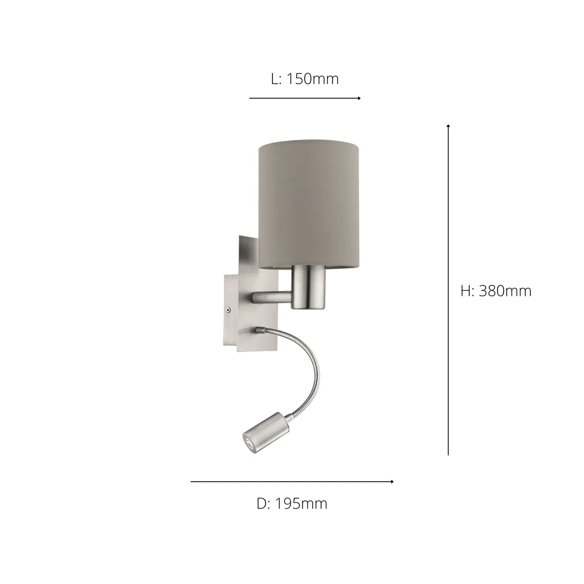 Pasteri Taupe Wall Light with Spotlight – image 4