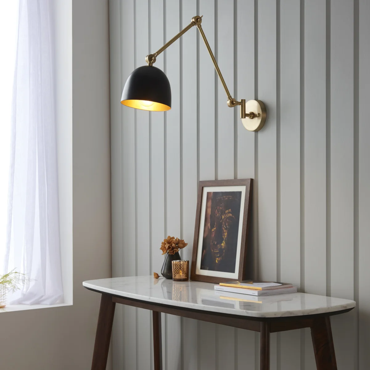 Lehal Swing Arm Wall Light Brass – image 1