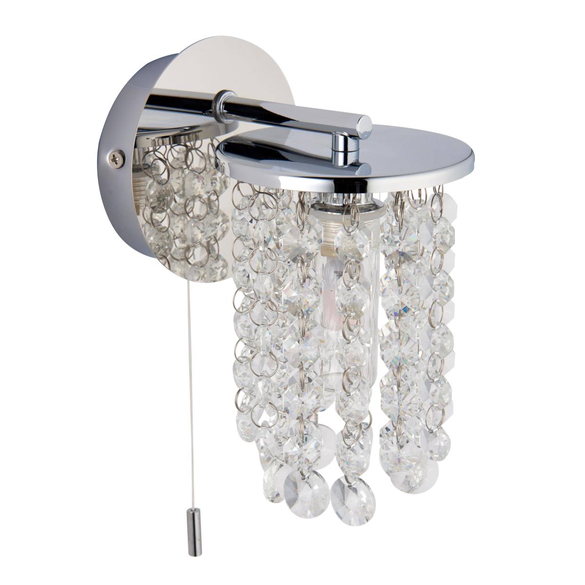 Felecia 1 Light Indoor Polished Chrome Wall Light with Crystal Detailing – image 2