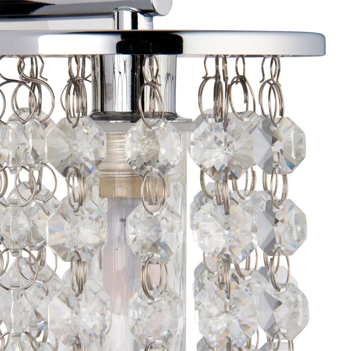 Felecia 1 Light Indoor Polished Chrome Wall Light with Crystal Detailing – image 3