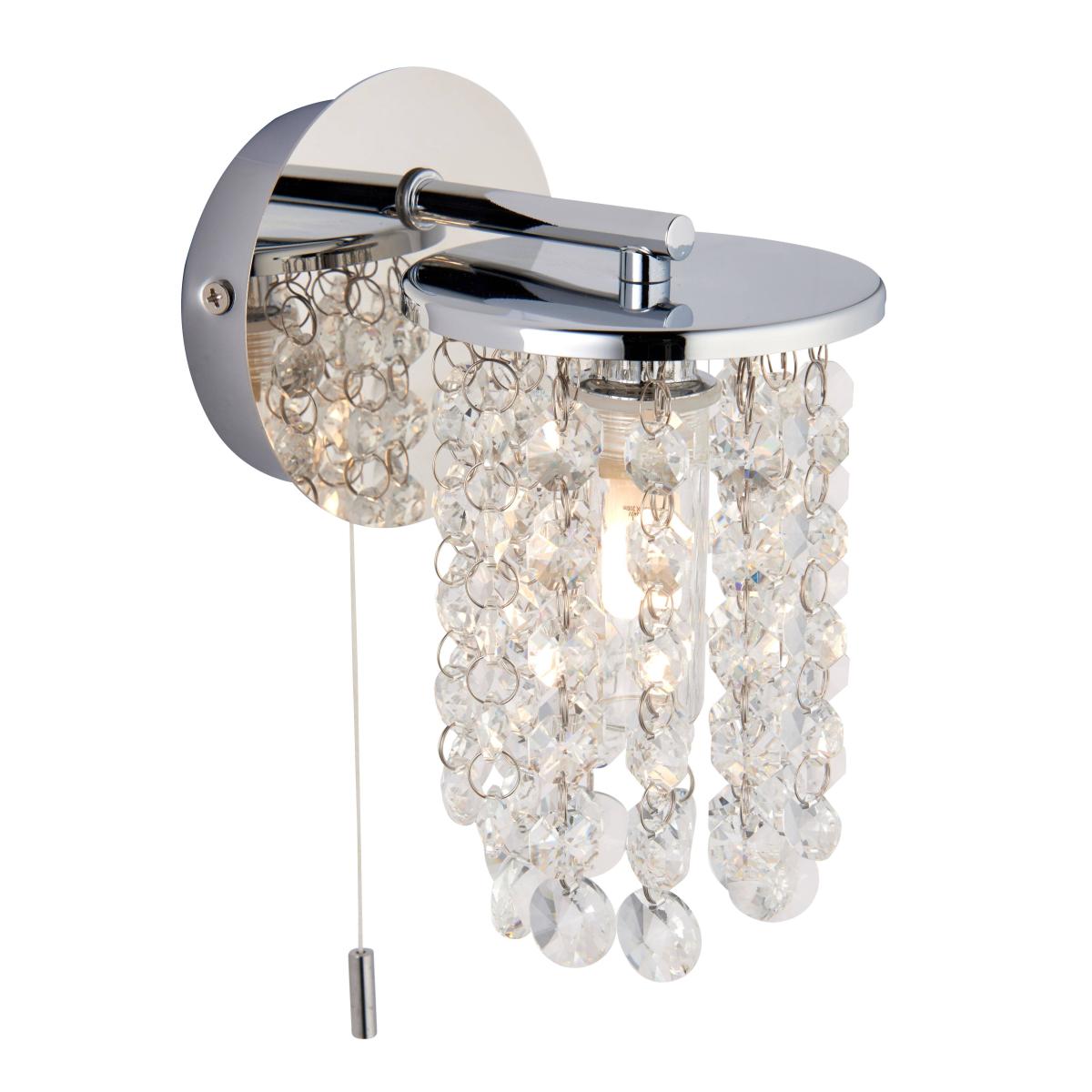 Felecia 1 Light Indoor Polished Chrome Wall Light with Crystal Detailing – image 4