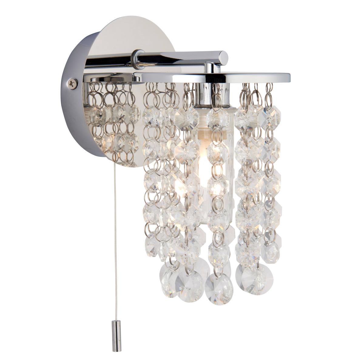 Felecia 1 Light Indoor Polished Chrome Wall Light with Crystal Detailing – image 5