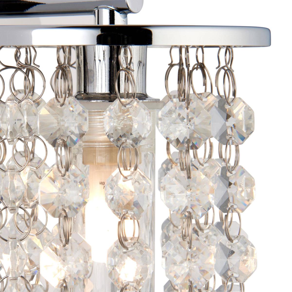 Felecia 1 Light Indoor Polished Chrome Wall Light with Crystal Detailing – image 6