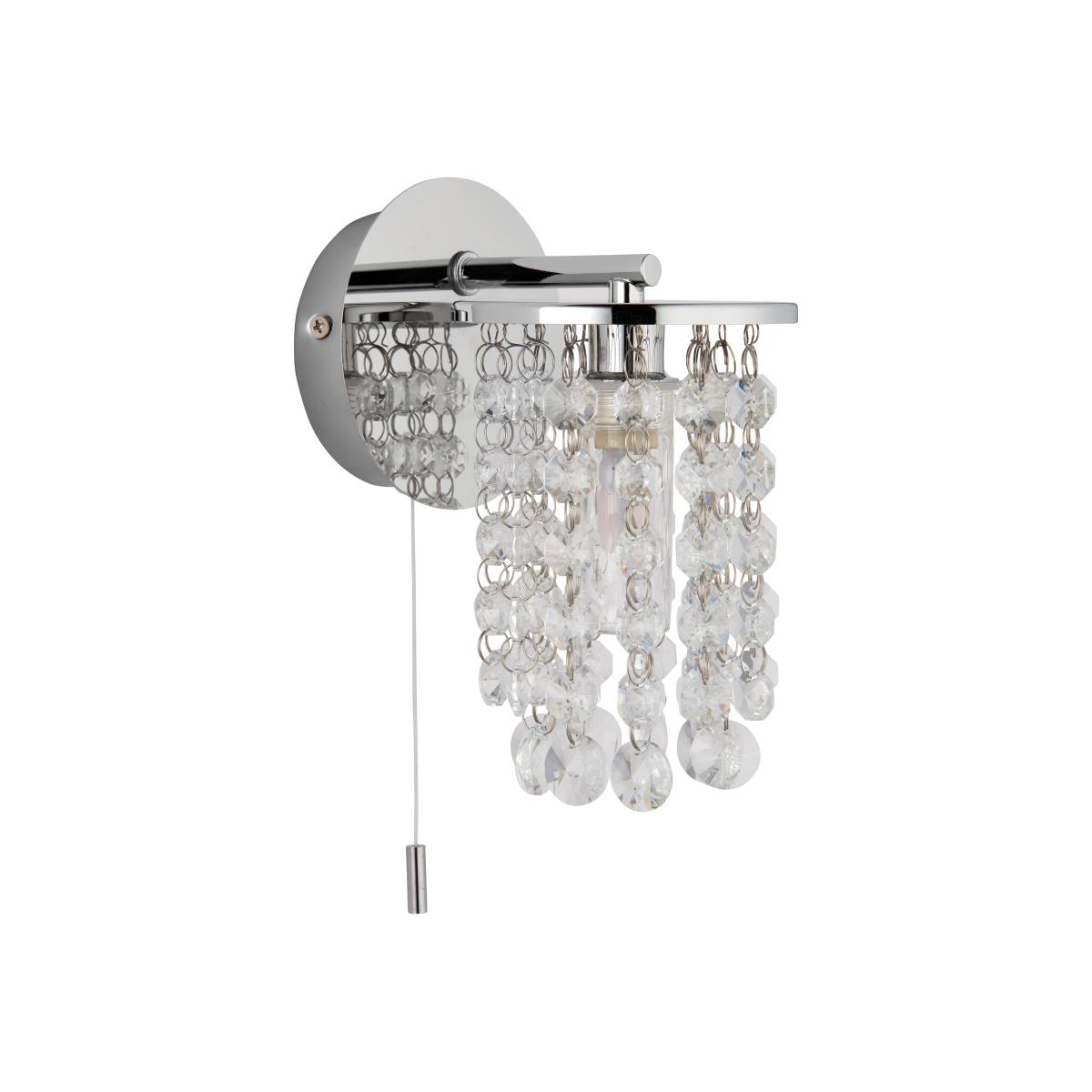 Felecia 1 Light Indoor Polished Chrome Wall Light with Crystal Detailing – image 1