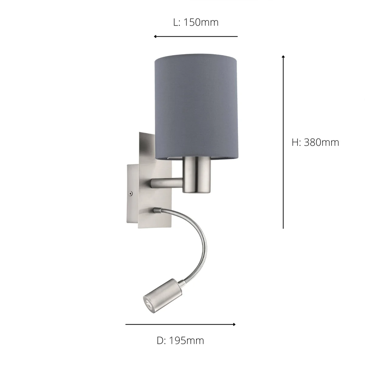 Pasteri Grey Wall Light with Spotlight – image 3